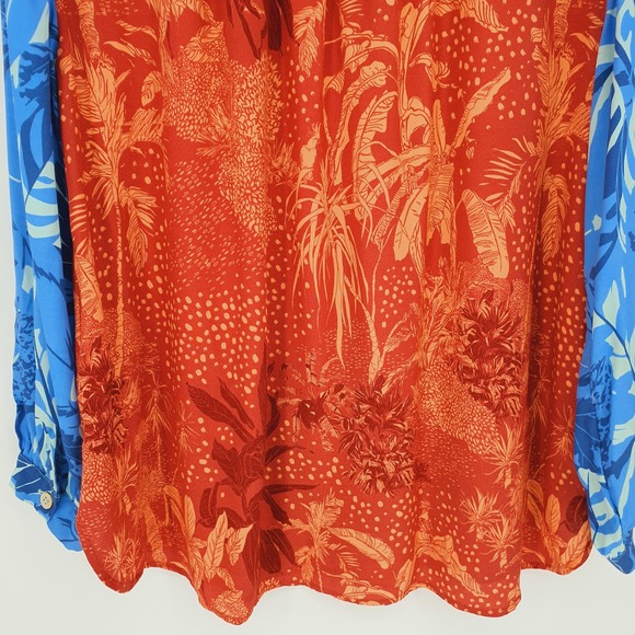 Soft Surroundings Hermosa Patchwork Floral Button Down Long Sleeve Blouse Sz 1X - Picture 9 of 11